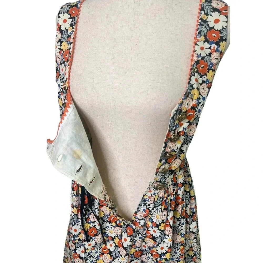 Vtg Retro Gogo Dress Floral 60s 70s Cottagecore Milkmaid Mini Small Handmade - Picture 10 of 16